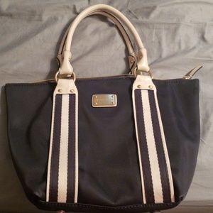 Navy and white michael kors bag/tote